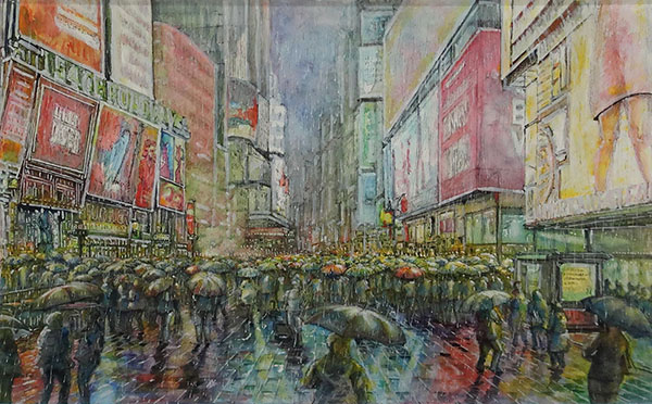 第72回 光陽展　小品会友　加治 正明　（ｶｼﾞ ﾏｻｱｷ）　　春驟雨　（ぺ）　F8